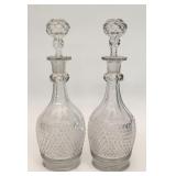 PR OF IRISH CRYSTAL DIAMOND POINT CUT DECANTERS