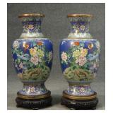 PR OF 37 1/2" TALL CLOISONNE VASES