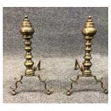 PR OF C. 1825 BRASS ANDIRONS