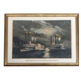 CURRIER & IVES "MIDNIGHT RACE ON THE MISSISSIPPI"
