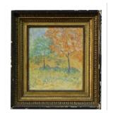 J. ALDEN WEIR,  AUTUMNAL LANDSCAPE, CRAYON MIXED