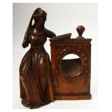 CARVED WOODEN FIGURAL WATCH KEEP C. 1810 (DAMAGE)
