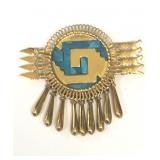 ETRUSCAN STYLE 18KT YELLOW GOLD  PENDANT / PIN