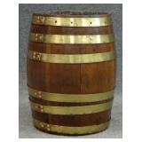 ENGLISH BRASS BOUND OAK BARREL 19" TALL