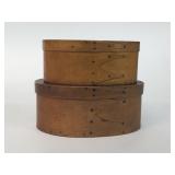 2 - 2 FINGERED NATURAL OVAL BOXES, 1  SGND ETHEL