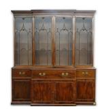 GEO III MAHOGANY SECRETARY, BOOKCASE BREAKFRONT