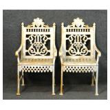 PR OF LATE 19THC. CURTAIN PATTERN GARDEN CHAIRS