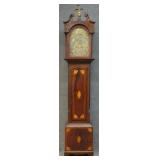 INLAID TALL CASE CLOCK  W/ OSBOURNE WORKS & BRASS