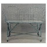 19THC. WIRE GARDEN BENCH (35" X 47 1/2" X 22 1/2")