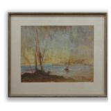 HARBOR SCENE PASTEL IN THE STYLE OF TURNER SGND