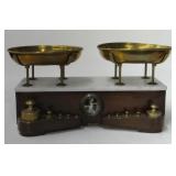 LATE 19THC. BALANCE SCALE & WEIGHTS