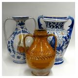 3 ITALIAN EARTHENWARE VASES, TALLEST 10 3/4"