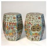 PR OF 19THC. ROSE FAMIILLE CELEDON GARDEN SEATS