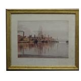 W. P. PENDRELL WATERCOLOR "A BIT OF NEWTOWN CREEK"