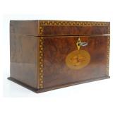 FINE DOUBLE BIN TEA CADDY W/ CONCH SHELL INLAYS