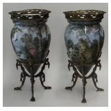 PR OF HAND PAINTED ARTIST SGND LANDSCAPE VASES