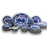 APPROX. 60 + PCS. YEDDO PATTERN FLOW BLUE CHINA