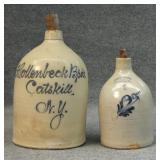 2  DECORATED STONEWARE JUGS, HOLLENBECK, CATSKILL