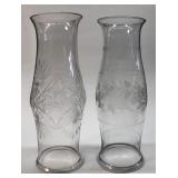 2 ETCHED GLASS OVERSIZED HURRICANE SHADES
