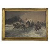 OIL / CANVAS ADOLF BAUMGARTNER "COSSACKS ESCORTS
