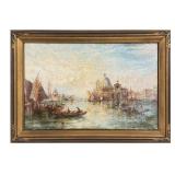 OIL / CANVAS ALFRED POLLENTINE "VENICE DOGANA