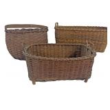3- 19THC. BASKETS, LARGEST 16 1/2" X 12" X 7"
