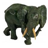 VERDITE STONE AFRICAN ELEPHANT SCULPTURE