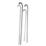 4 WHIMSEY BLOWN GLASS CANES, LONGEST 44"