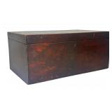 HINGED LID RED & BLACK SPONGE PAINTED DOCUMENT BOX