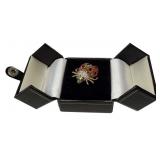 18KT GOLD LADY BUG BROOCH W/ CABOCHON EMERALDS,