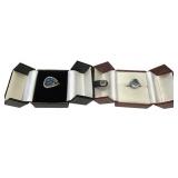 2 DARK OPAL & DIAMOND RINGS 1- PLATINUM & 1 -18KT