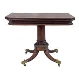 MA MAHOGANY CARD TABLE WITH CANON BARREL SHAFT &