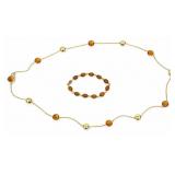 31" 18KT YELLOW GOLD CHIMENTO CITRINE & GOLD BEAD