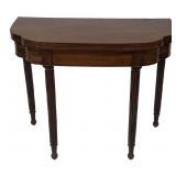 MAHOGANY CARD TABLE WITH REEDED LEG
