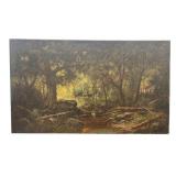 OIL / CANVAS  SGND F. WALLER "THE WOODLAND STREAM"