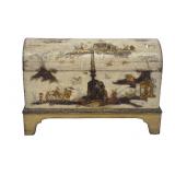 DOME TOP CHINOISERIE DECORATED TRUNK ON APPLIED