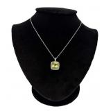 11 CARAT SQUARE CUT GREEN QUARTZ PENDANT IN 18KT