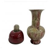 EARLY CHINESE FLAMBE PEACH BLOOM VASE, 11 1/2"