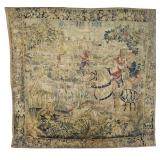 EARLY TAPESTRY OF HUNT SCENE, HUNTER ON HORSEBACK