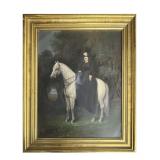 OIL/ BOARD "GIRL ON A WHITE HORSE IN LANDSCAPE"