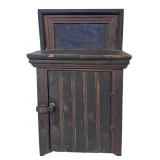 MINIATURE 19THC. CUPBOARD IN BLUE, BLACK AND RED