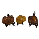 3 LARGE PIECES OF BALTIC AMBER, 7 1/2" X 5 1/2" ,