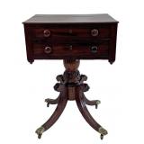FEDERAL MAHOGANY 2 DRAWER STAND W/ PEDESTAL BASE
