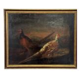 OIL / CANVAS "TWO GAME BIRDS IN A LANDSCAPE" UNSGD