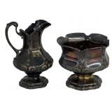 COIN SILVER WASTE BOWL & CREAM POT BY W. ADAMS
