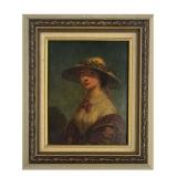 19THC. OIL/ PANEL "THE STRAW BONNET" UNSIGNED
