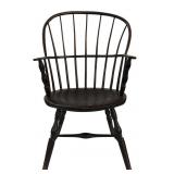SACK BACK WINDSOR ARM CHAIR IN BLACK PAINT