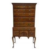 18THC. NEW ENGLAND QUEEN ANNE HIGHBOY W/ FAN