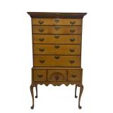 18THC. NEW ENGLAND QUEEN ANNE MAPLE HIGHBOY
