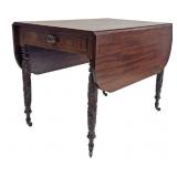 MAHOGANY DROPLEAF TABLE W/ ACANTHUS CARVED LEGS
